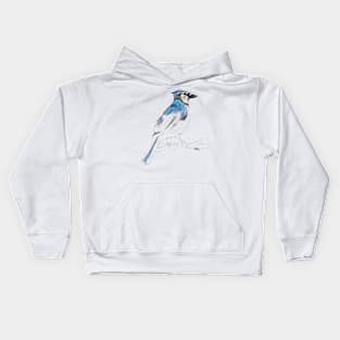 Blue Jay bird part painted sketch Kids Hoodie